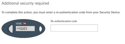 screenshot of security code and security device